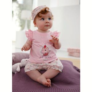  3PCS Baby Kid Girl T Shirt Top Pants Headband Outfit Clothes Pink Cake 0 36M