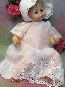 Antique Vintage Baby Clothes Doll Dress Gown Eyelet Openwork Cotton Voile Fabric
