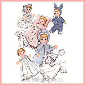 Vtg 1950s Baby Doll Clothes Pattern 15" 16" 17" Tiny Tears Betsy Wetsy DY Dee