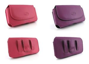 Pouch Sleeve Holster Leather Case Purse Clip for Cellular Phones Purple Pink