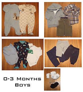 Infant Baby Boy Clothing Lot Size 0 3 mos Winter Fall Pajamas Pants Socks