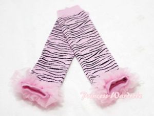 Baby Girl Zebra Print Light Pink Leg Warmers Leggings with Light Pink Ruffles