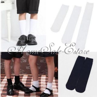 School Boy Girl Solid Ankle Knee High Socks Kids Tight Dress Coat Stocking Hosen