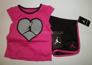Nike Air Jordan Baby Girls Shirt Shorts Outfit Clothes Set Sz 24M 2T Summer