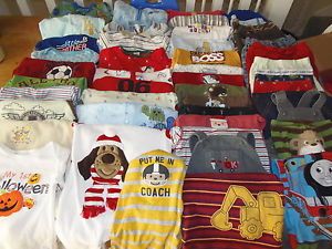 Huge 47pc Baby Boy Fall Winter Clothes Pajama Sleeper Lot 6 9 9 6 12 12 Months