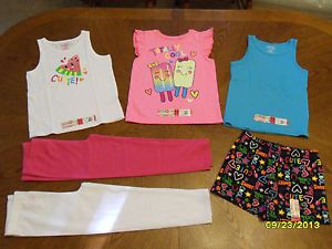New Toddler Girl Size 5T Clothing Lot Shirts Leggings Blue Pink Black Garanimals