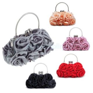 Elegant Women's Rose Flower Evening Porm Party Bag Purse Handbag Banquet Bag New