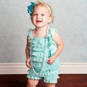 Baby Newborn Infant Girl Lace Romper SKU Blue Sling Crawling Clothes 6 12 Months