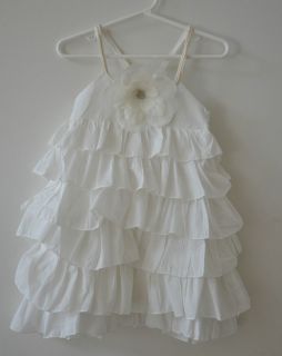 Adorable White Ruffle Dress with Handmade Flower Girl Size 2 14