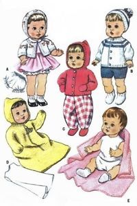 Vintage Baby Doll Clothes Pattern 8125 Size 9" 12" or 17" Knitted Outfits