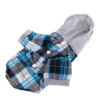 3X Blue Plaid Leisure Casual Style Shirt Hoodie Coat Pet Dog Clothes Apparel S