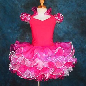 Hot Pink Cup Cake Halter National Pageant Dress DIY Shell Baby Size 18 24M PT002