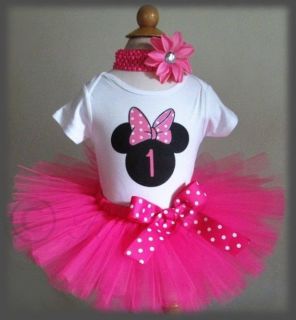 1st Birthday Outfit Minnie Mouse with Matching Headband