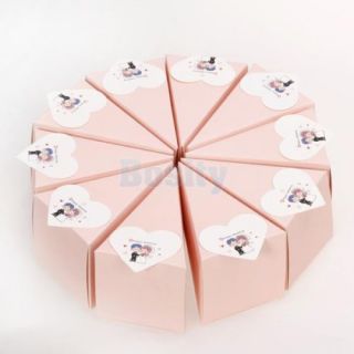 10 Slice Pink Cake Slice Box Baby Shower Wedding Favor Box Centerpiece Chinese