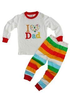 Girls Baby Clothes Kids Boys' Sleepwear "I ♥ Dad White"Pajamas Rainbow Suit 7T