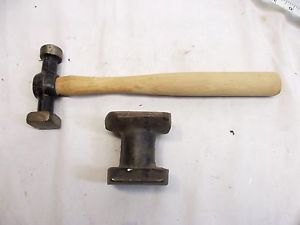 Vtg Auto Body Repair Tool Lot Hammer Round Square Face Dolly Wood Handle
