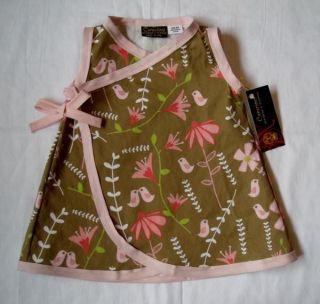 Sale Seconds New Organic Cotton Pink Toddler Flower Bird Kimono Dress Baby Girl