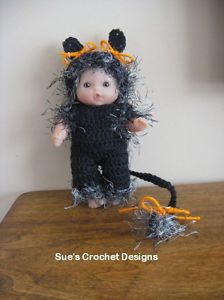 Crochet Halloween Cat Set Set for The 5" Berenguer Itty Bitty Baby Doll