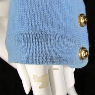 Vintage Chanel Baby Blue logo BUTTON 100 Pure Cashmere Cardigan Sweater s M