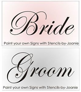 2pc Stencil Bride Groom Wedding Chair Shabby Party Sign