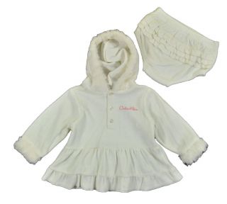 Calvin Klein Infant Girls Winter White 2pc Dress Diaper Cover Set Size 3 6M