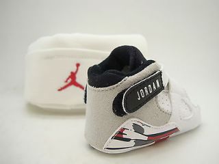 305362 103 Infants Crib Air Jordan 8 Retro VIII White Red Soft Bottom w Cap