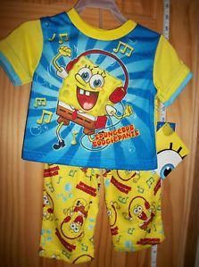 New Spongebob Squarepants Baby Clothes 18M Infant Boogiepants Sleepwear Set
