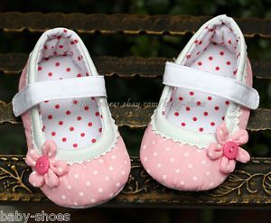 Pink Mary Jane Toddler Baby Girl Polka Dot Walking Shoes Newborn to 18 Months