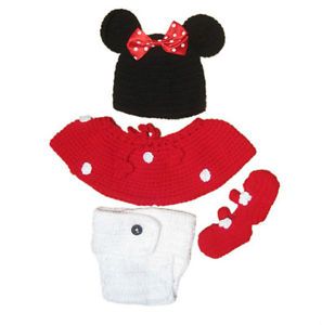 4pcs Infant Girl Baby Hat Skirt Pants Shoes Crochet Knit Prop Outfit Clothes
