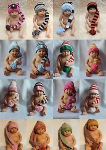 Cute Handmade Baby Knit Crochet Knit x mas Santa Snowman Hat Newborn Photo Prop