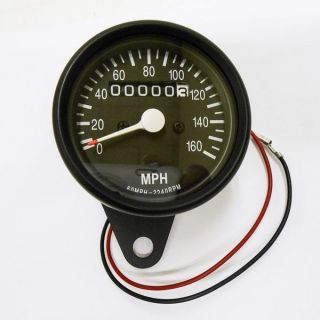 Speedometer Black 0 160MPH Fits 12mm Speedo Cables Suzuki Cafe Racer Custom GS