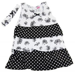 Coney Island Toddler 2 4T Girls Spring Black White Butterfly Sundress Set