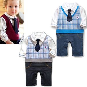 Boy Baby Toddler Romper Jumpsuit Necktie Overalls Clothes Vest T Shirt Outfits