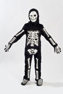 Kids Boys Skeleton Halloween Costume Fiber Optic Size M 5 7 Child Light Up