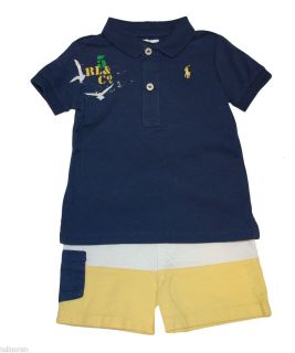 Ralph Lauren Baby Boys Printed Polo Shirt Striped Shorts Set