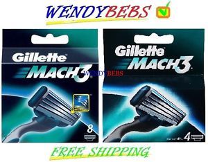 12 Genuine Gillette Mach 3 M3 not Turbo Power Shaving Razor Cartridges Blades