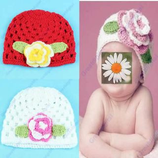 Lovely Baby Toddler Girl Handmade Crochet Knitting Cutton Cap Hat Flower Hot