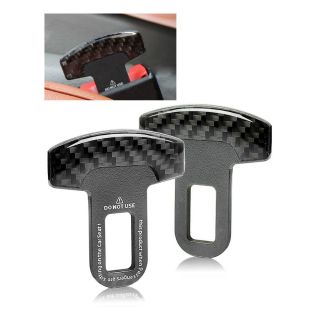 2X Real Carbon Fiber Seat Belt Buckle Alarm Stopper Clip Clamp for Toyota Lexus