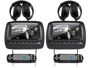 98BBUS Pair 9" Car Headrest Monitor Car DVD Player TV