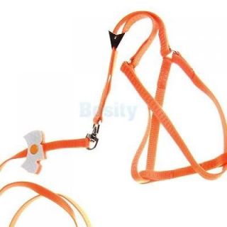 Pet Dog Puppy Collar Leash Lead Harness Adjustable Chest Strap Nylon Orange New