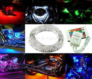 6ft 12V Motorcycle RGB LED Under Glow Frame Engine Motor Light Strip Controller