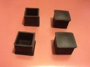 2 Pcs Furniture Chair Protector Square Black Rubber Foot Covers 30mm x 30mm