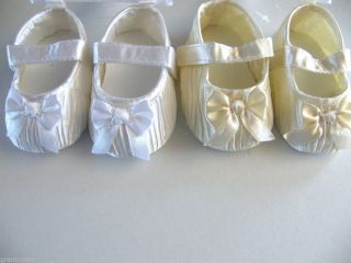 New Baby Girls Christening Bridesmaid Wedding Satin Shine Pram Shoes 2B