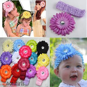 Optional Baby Girl Hair Daisy Flower Bow Clip Headband Cute 14 Colour Available