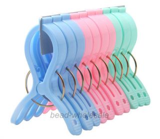 New 10 Pcs Assorted Colors Plastic Clothes Pins Clips Pegs Kits Windproof