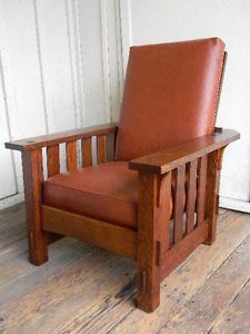 1908 J M Young Mission 4 Slat Morris Chair Quarter Sawn Oak