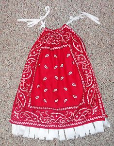 Girls Red Bandana Pillowcase Dress Sz 4