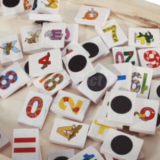 Alphabet Number Blocks Double Faced Magnetic Drawing Board Wooden Toy with Box
