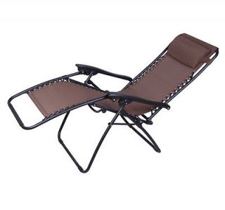 New Lounge Chairs Zero Gravity Folding Recliner Outdoor Patio Pool Garden Brown