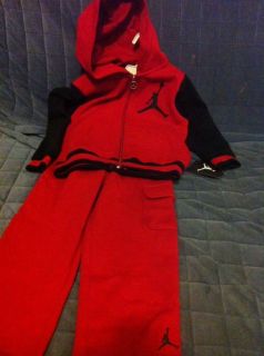 Red 2pc Nike Air Jordan Hoodie Jacket Pants Outfit Set 3T Clothes Hoodie New